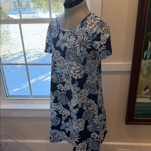 Lilly Pulitzer Blue and White Floral Mini Dress 100% cotton